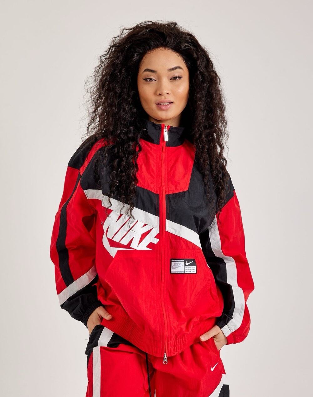 Nike Oversized Woven Jacket Womens Red Black HJ0176-657 Size XL - NWT